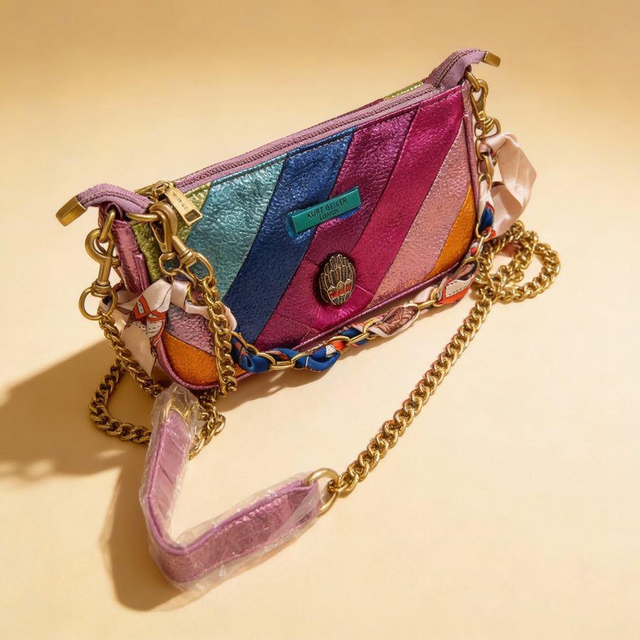 Bolsa Kurt Geiger Metálica Rainbow Multicolor con Cadena