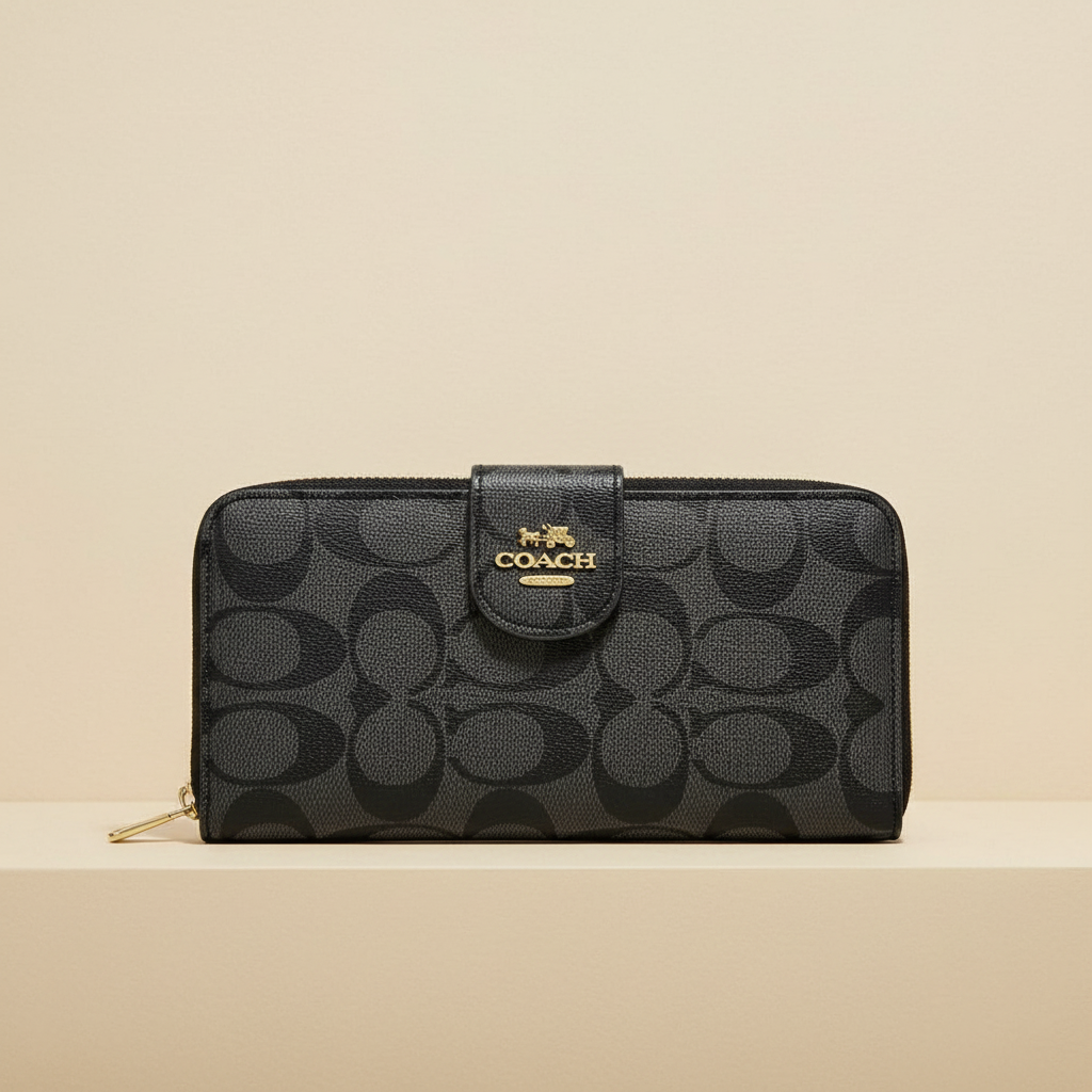 Cartera Tipo Coach Formato Largo Negra