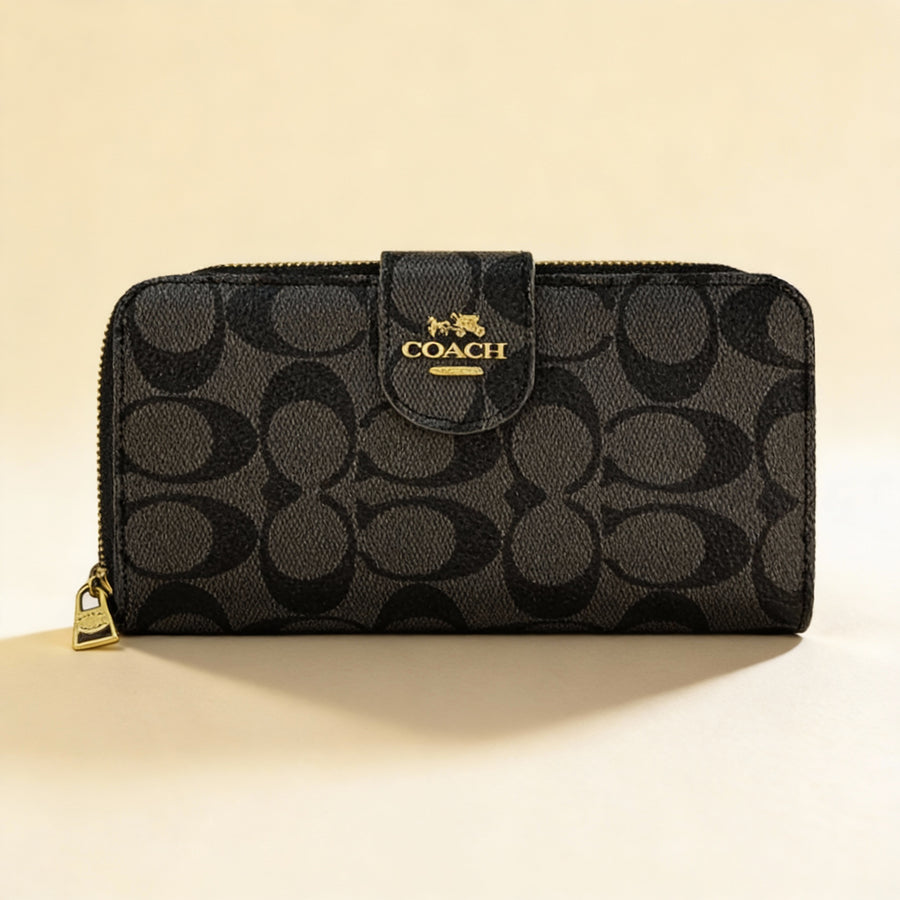 Cartera Tipo Coach Formato Largo Negra
