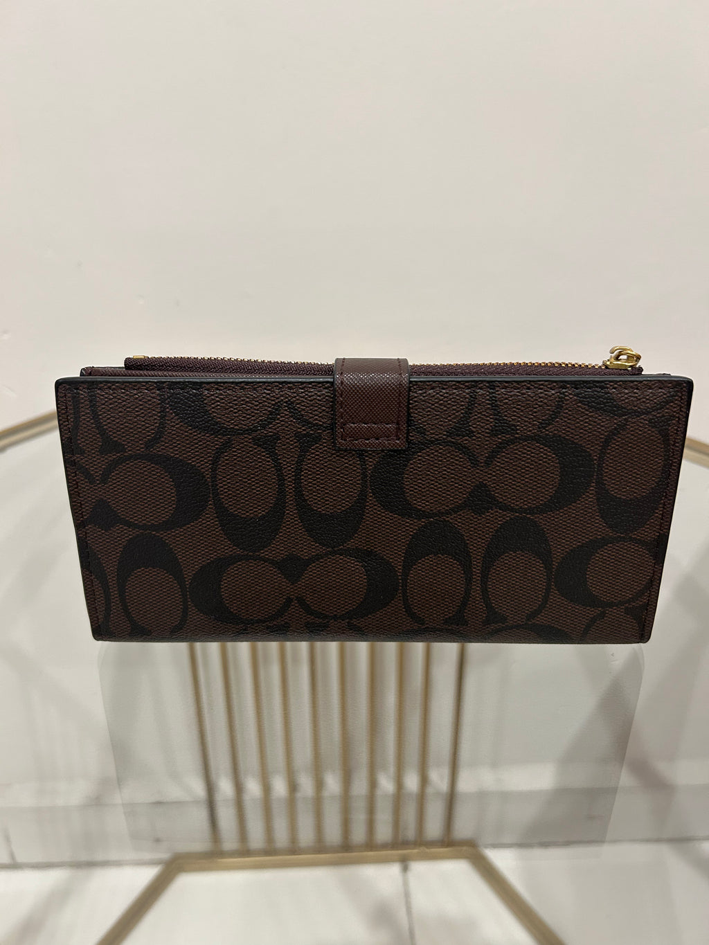 Cartera Larga Dupe Coach de Lona – Color Marrón