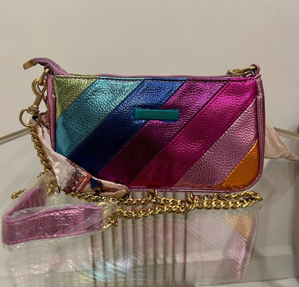 Bolsa Kurt Geiger Metálica Rainbow Multicolor con Cadena