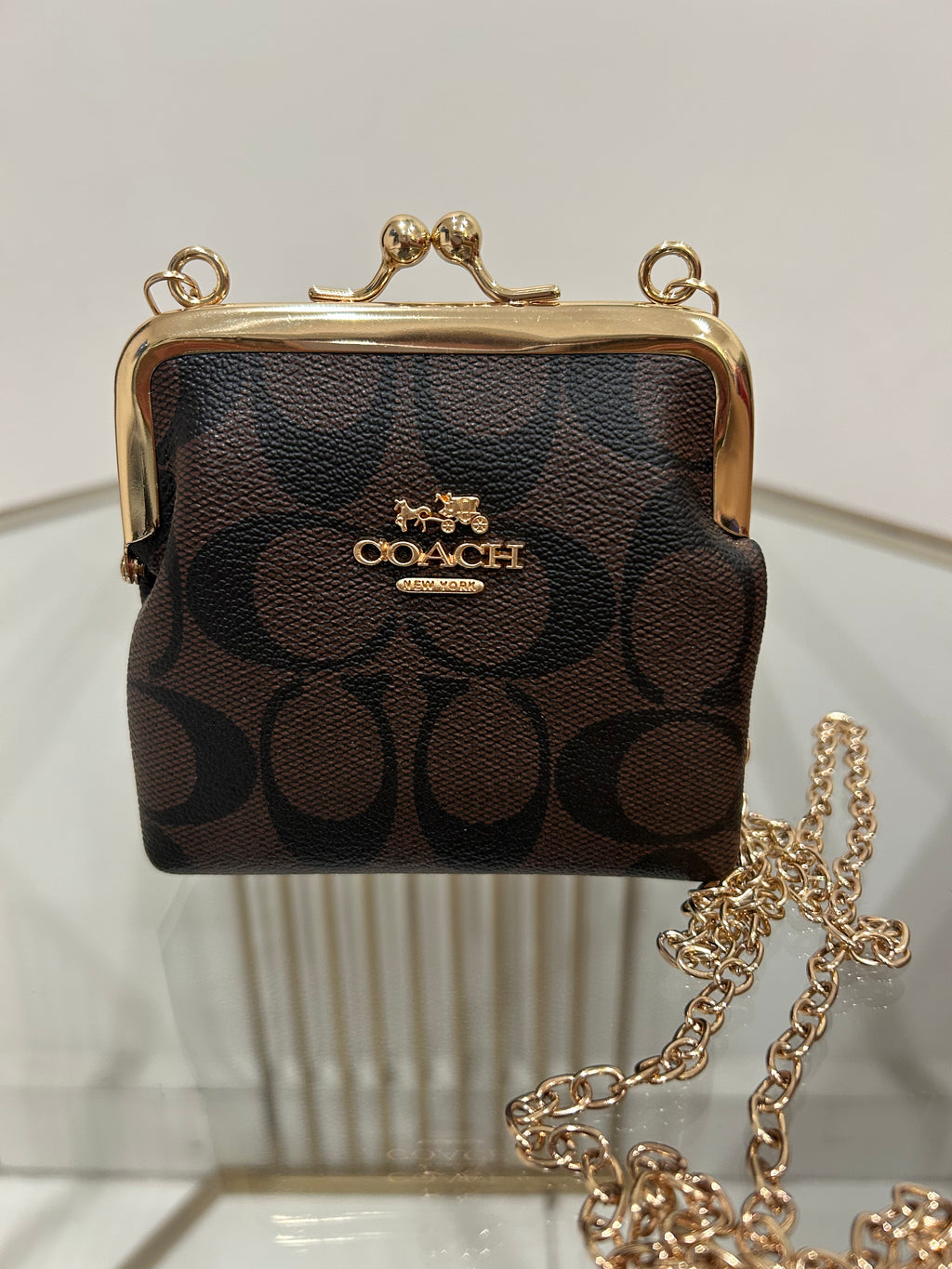 Monedero estilo Coach lona marrón