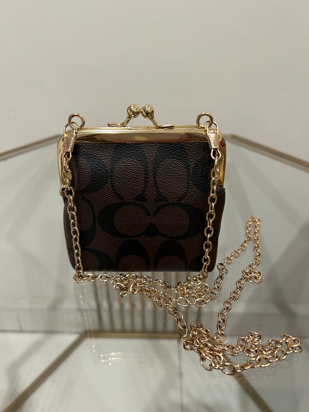Monedero estilo Coach lona marrón