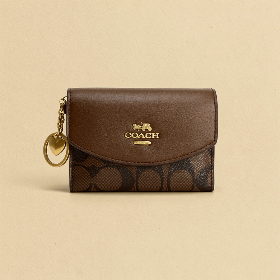 Monedero Porta Tarjetas Estilo Coach Marrón