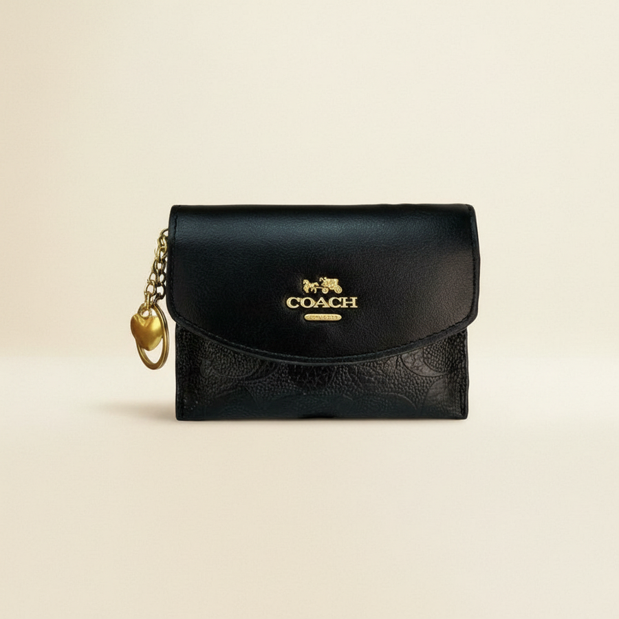 Monedero Porta Tarjetas Estilo Coach Negro