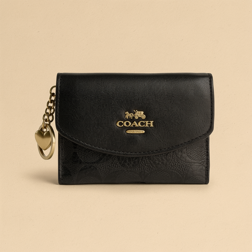 Monedero Porta Tarjetas Estilo Coach Negro