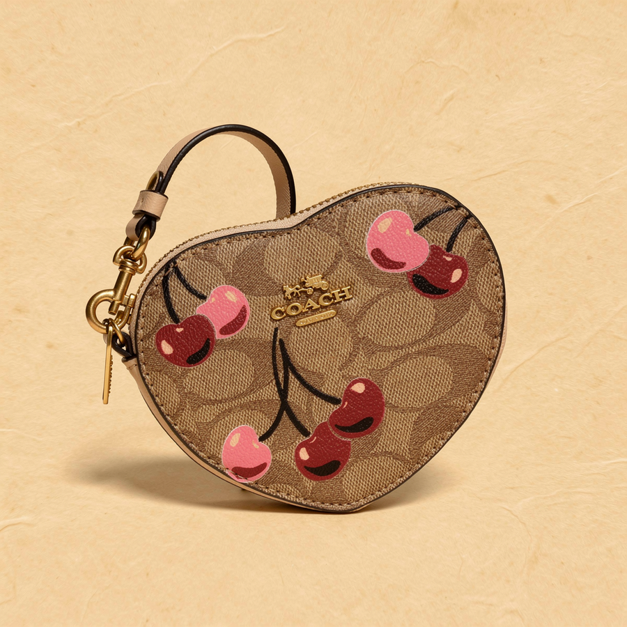 Monedero Coach en forma de corazón cerezas
